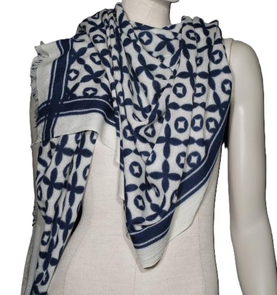 AHMADDY Seiden-Wollschal weiss blau